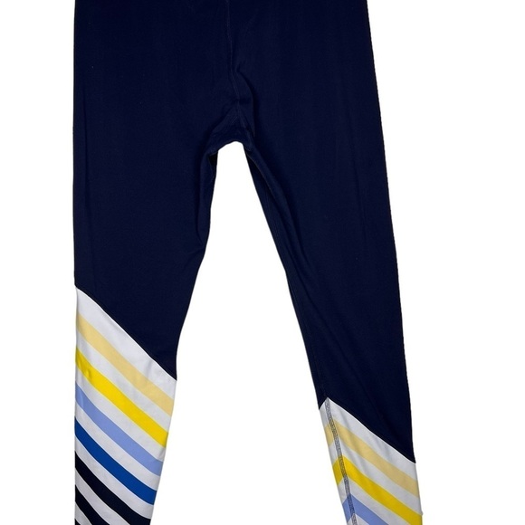 Tory Burch Sport x Soulcycle Navy Blue Stripe Leggings Size Med Limited Edition - Picture 12 of 13